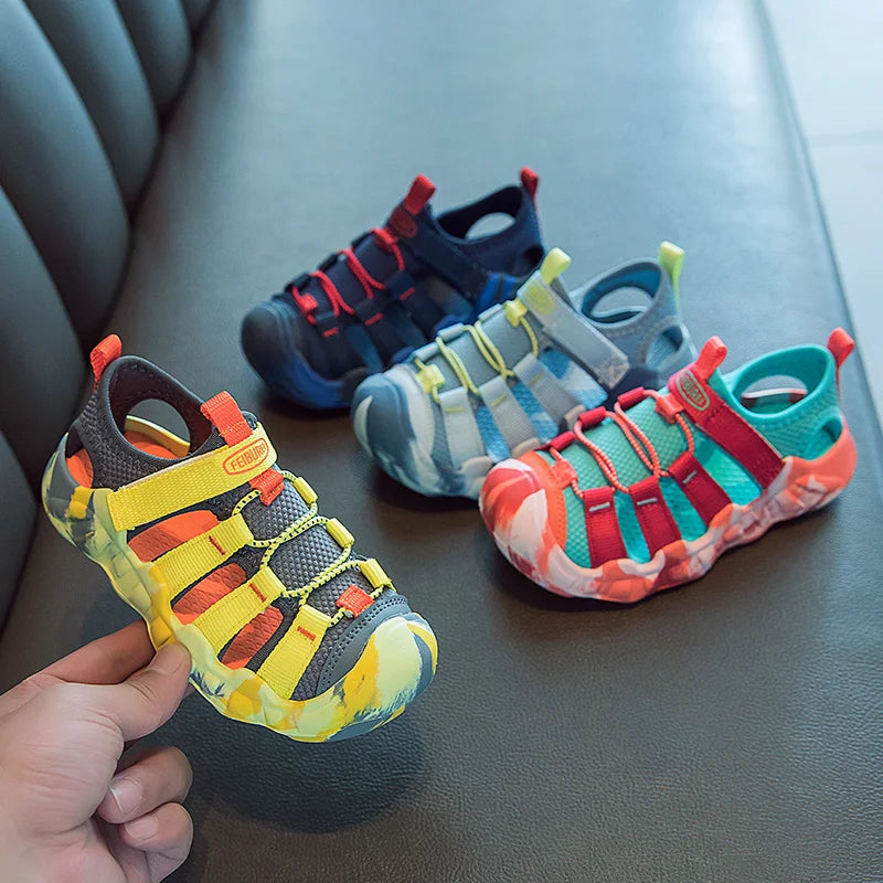 Trend Sandals Non Slip Comfortable Hiking Sneakers Children's Hollow Outdoor Beach Shoes Summer New Mesh Breathable Fashion