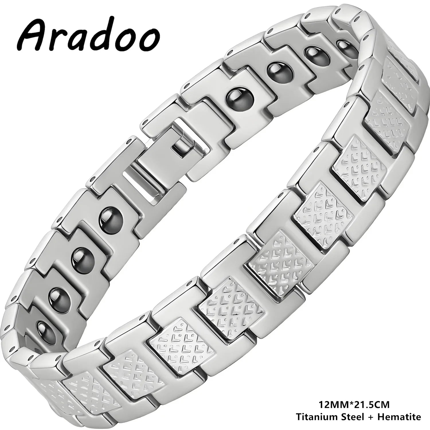 ARADOO Titanium Steel Men's Bracelet Crocodile-Pattern Link Chain Premium Business Jewelry Gift