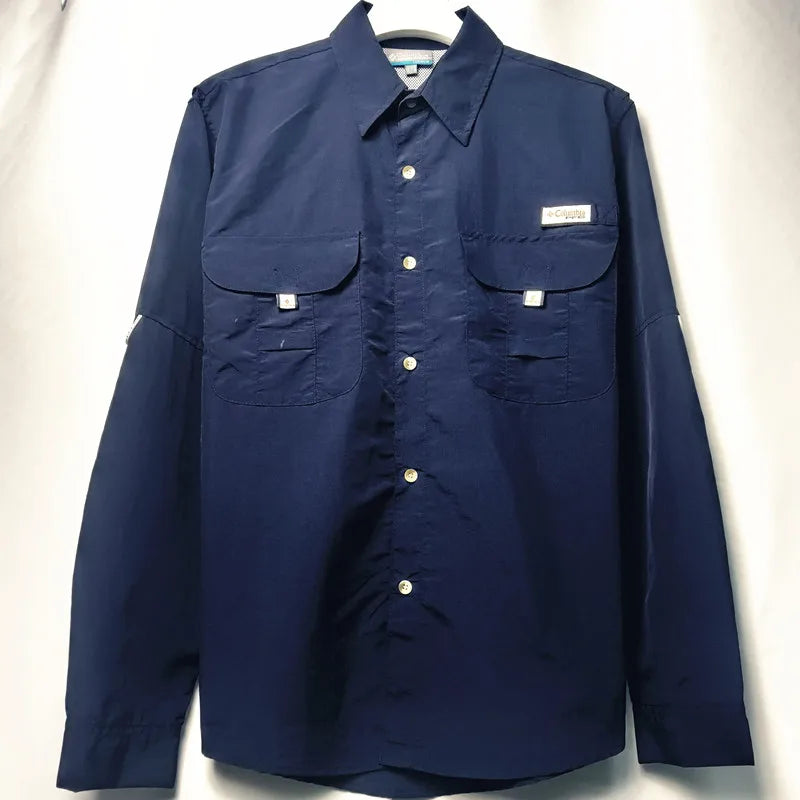 Middle aged and young men business casual Summer sun protection Shirt men Men's collar workwear shirt, workwear, pocket casual