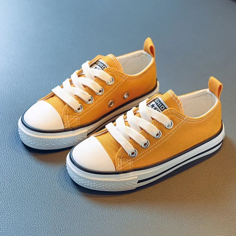 2023 New Children's Canvas Shoes Boy's Girls Small White Magic Stickers Student Baby Board Shoes Summer Rubber Outsole