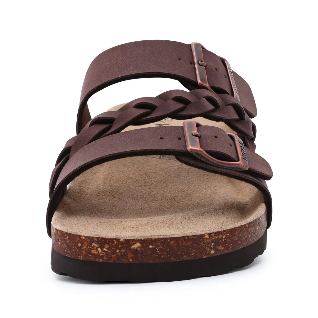 Crestar Women's Cork Footbed Sandals Lady Fashion Buckle Slip-On Slide Sandals New Summer Comfortable Sllipers with Arch Support