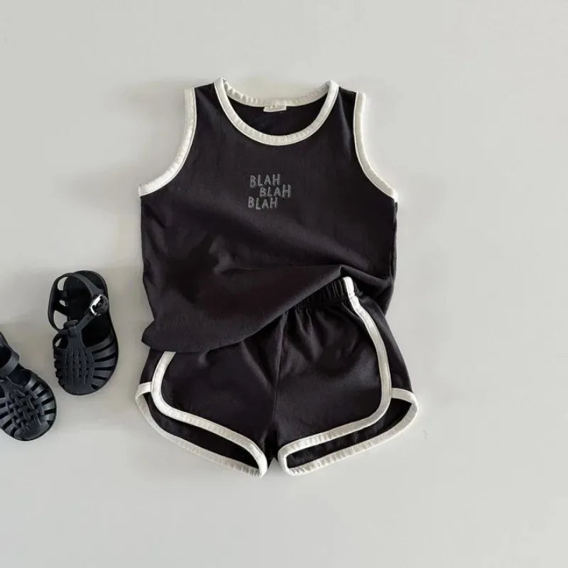 Children Camisole Sets Boys girls Vest Clothes Suit Baby Summer Cotton T-Shirts+Shorts Sleeveless Tank Top Kids Boutique Clothes