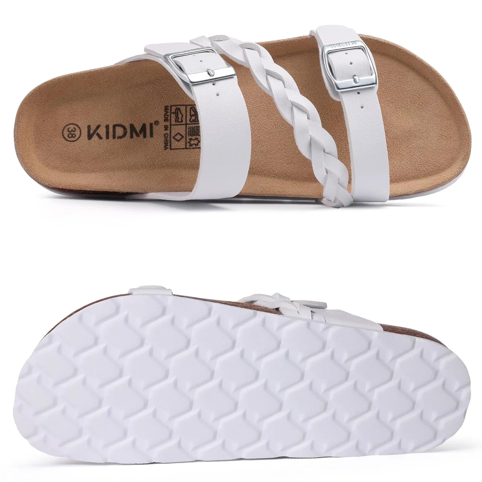 Crestar Women's Cork Footbed Sandals Lady Fashion Buckle Slip-On Slide Sandals New Summer Comfortable Sllipers with Arch Support