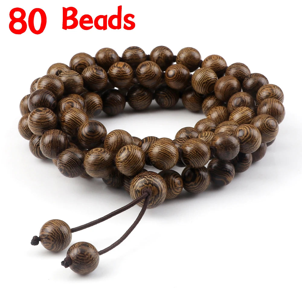 10mm Wooden Bead Bracelets 108 Beads Sandalwood Buddhist Bangles Prayer Rosary Mala Necklaces Charm Jewelry Gifts for Men Women