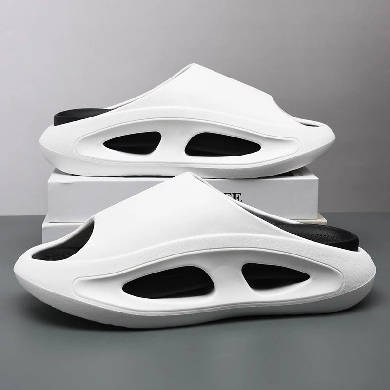 Comwarm New Summer Platform Slippers For Men Non-Slips Open Toe Flip Flops Men Fashion Beach Sandals Bathroom Slippers Outdoor