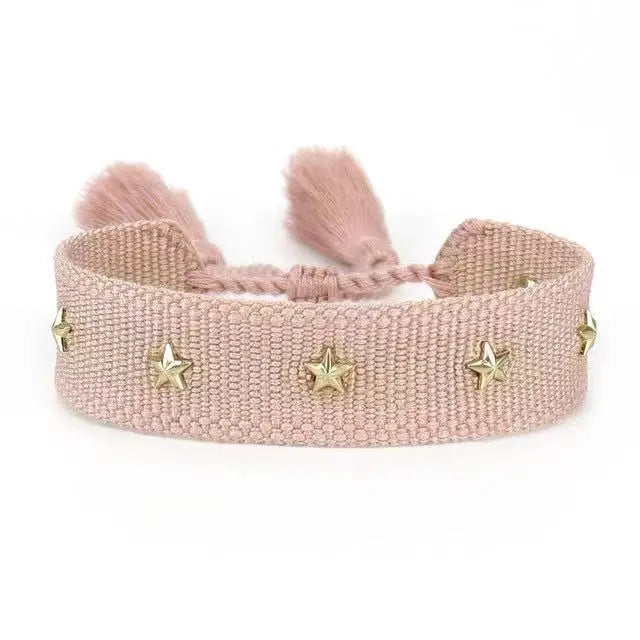 Vintage Friendship Bracelets STARS | MOON Bracelets Adjustable Woven Arm Stacked Jewelry