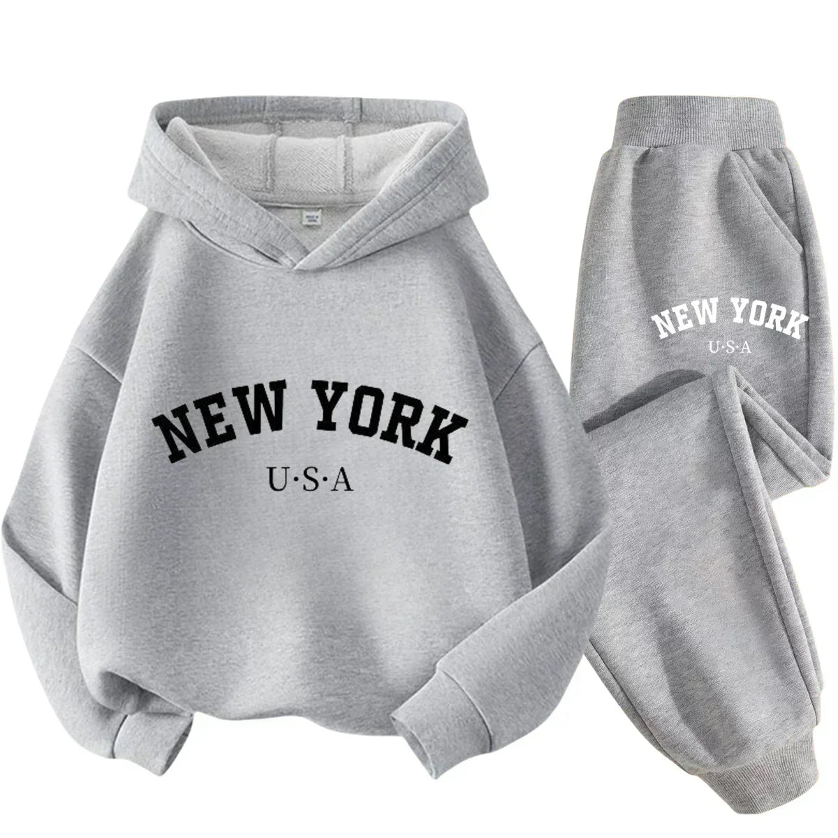 Kids Fashion Simple USA New York Alphabet Print Casual Suit Boys Outdoor Sports Suit Girls Fall and Winter Comfortable Warm Suit