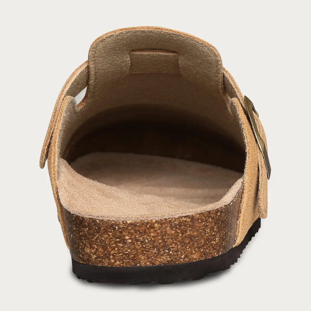 Litfun Classic Cork Clogs For Women Men Genuine Summer Clogs with Arch Support Cork Leather Home Mules Shoes Thick Beach Sandals