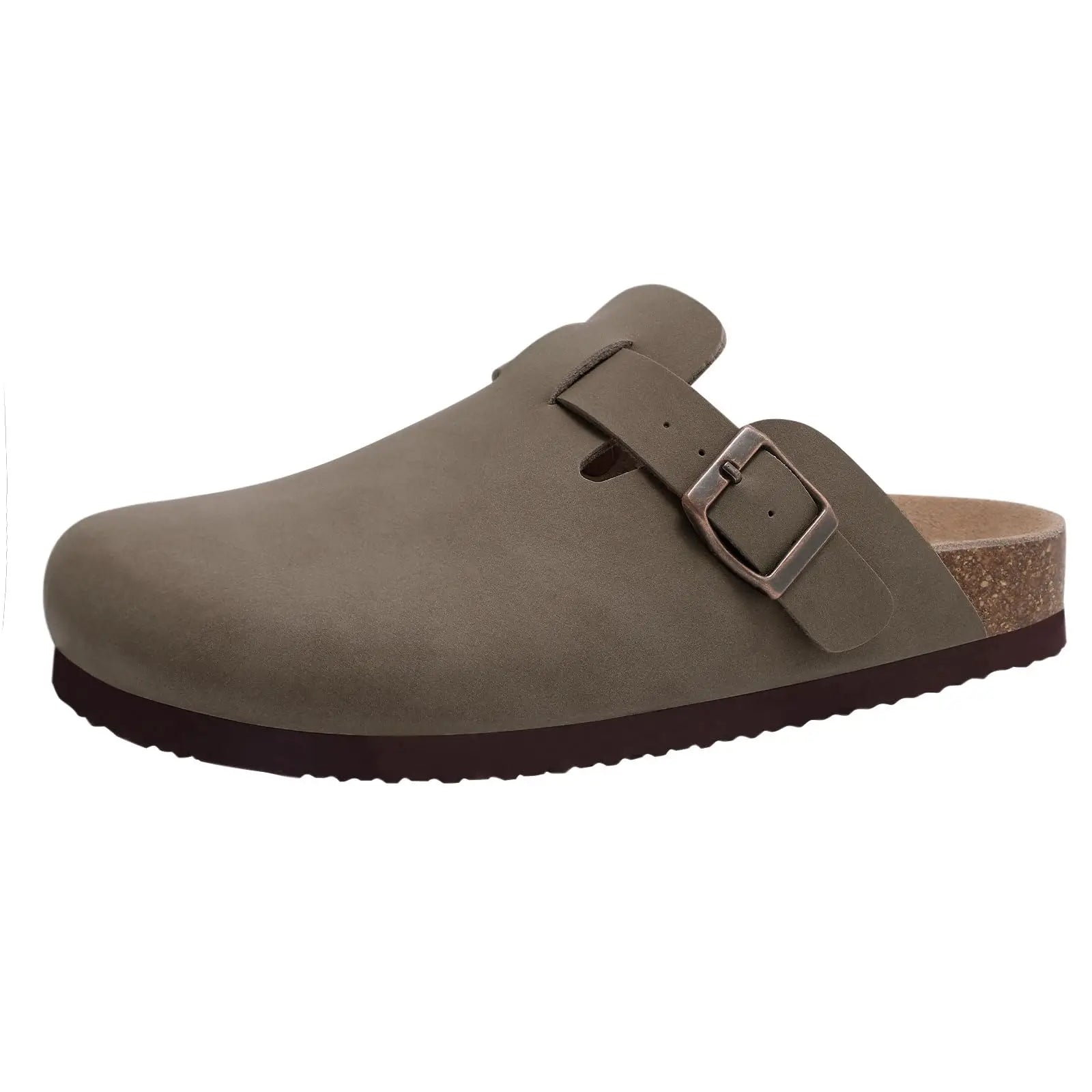 Litfun Classic Cork Clogs For Women Men Genuine Summer Clogs with Arch Support Cork Leather Home Mules Shoes Thick Beach Sandals