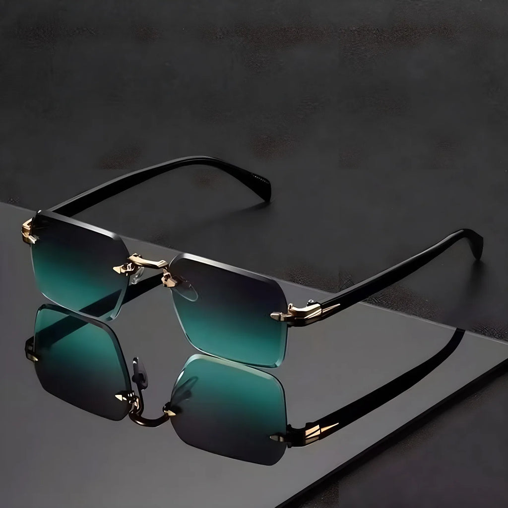 Luxury Rimless Square Sunglasses Men Women Metal Hinge Cut Edge UV400 Retro Elegant Ethnic Fashion Trendy Shades 2239