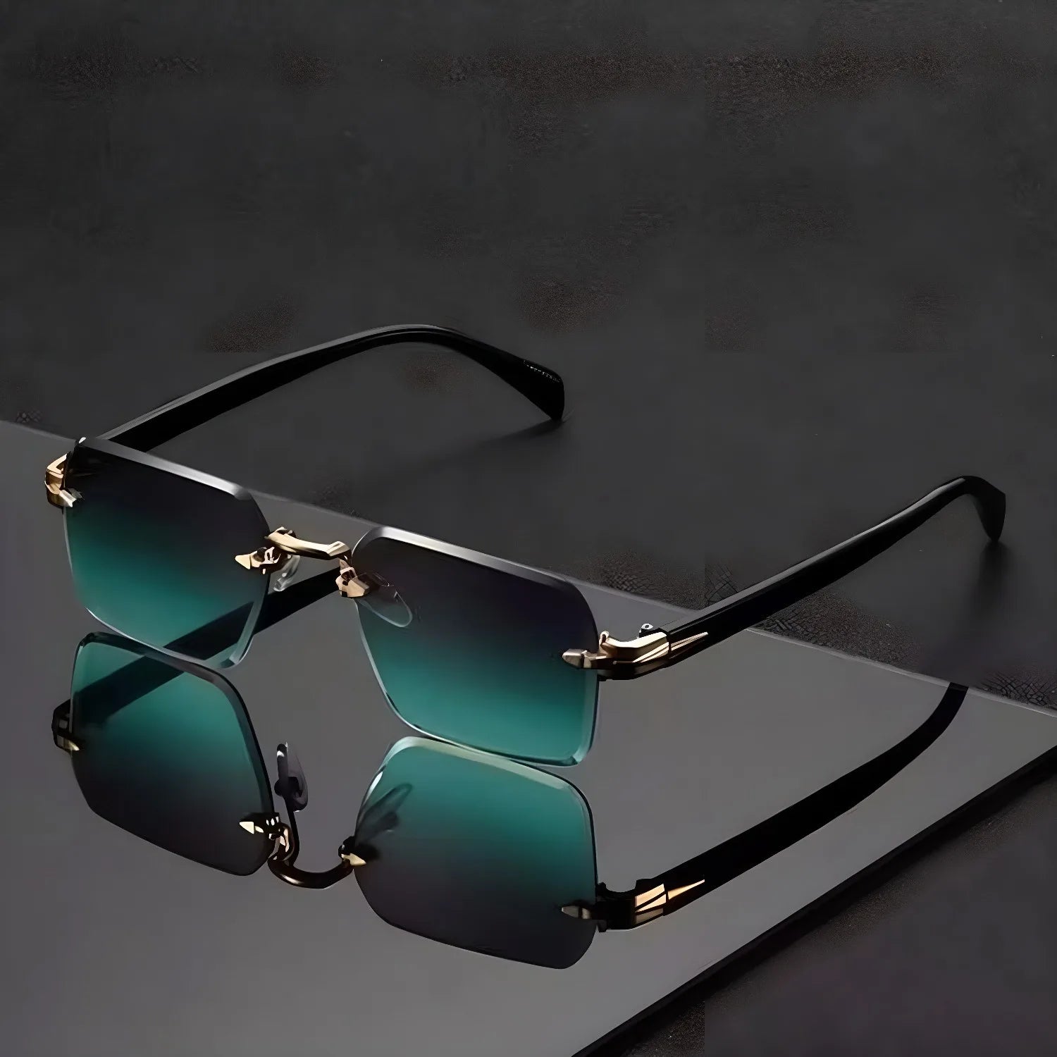 Luxury Rimless Square Sunglasses Men Women Metal Hinge Cut Edge UV400 Retro Elegant Ethnic Fashion Trendy Shades 2239