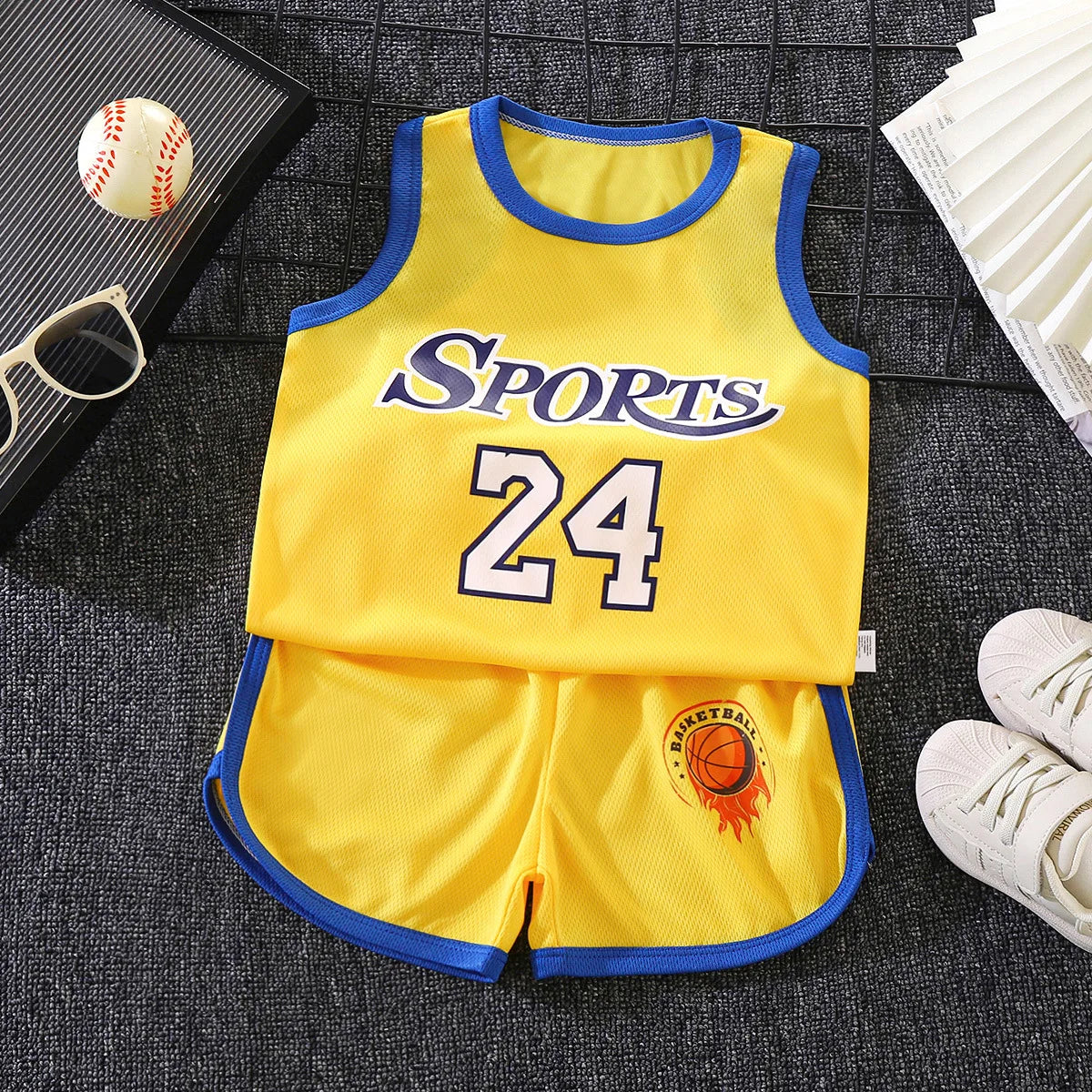 Toddler Basketball Outfit Boys Girls Mesh Breathable Tank Top Shorts Set Kids Quick Dry Active Sportswear Summer