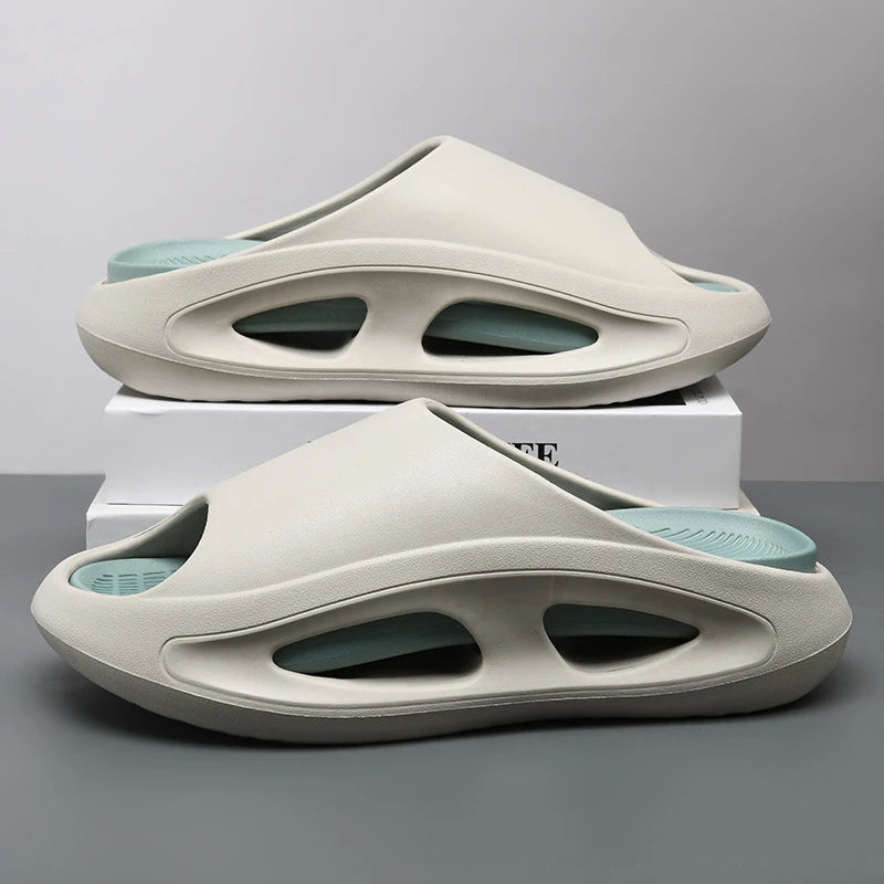 Comwarm New Summer Platform Slippers For Men Non-Slips Open Toe Flip Flops Men Fashion Beach Sandals Bathroom Slippers Outdoor