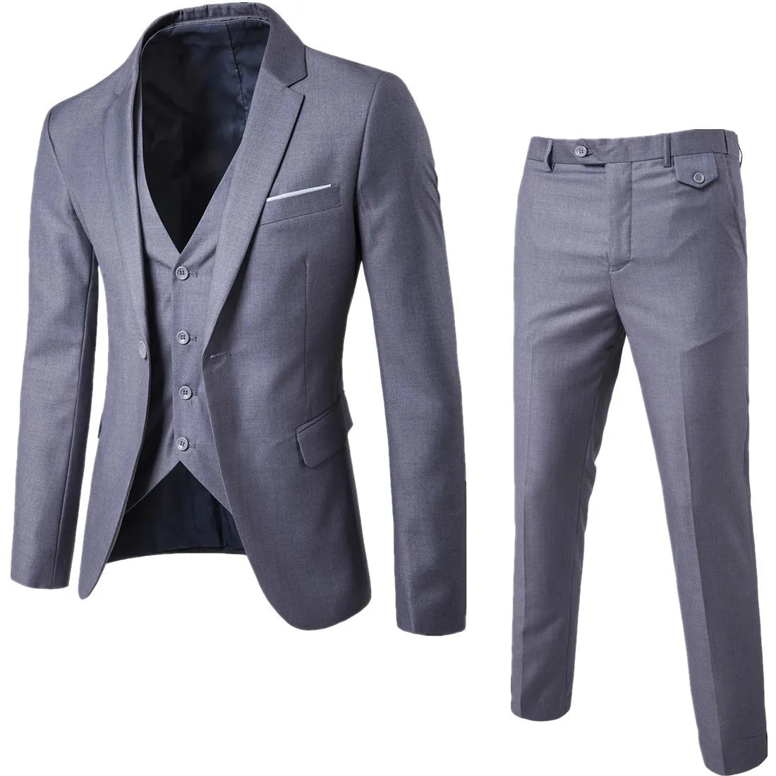 Men Business Professional Slim Fit Two Piece Suit Formal Groomsman Wedding Attire