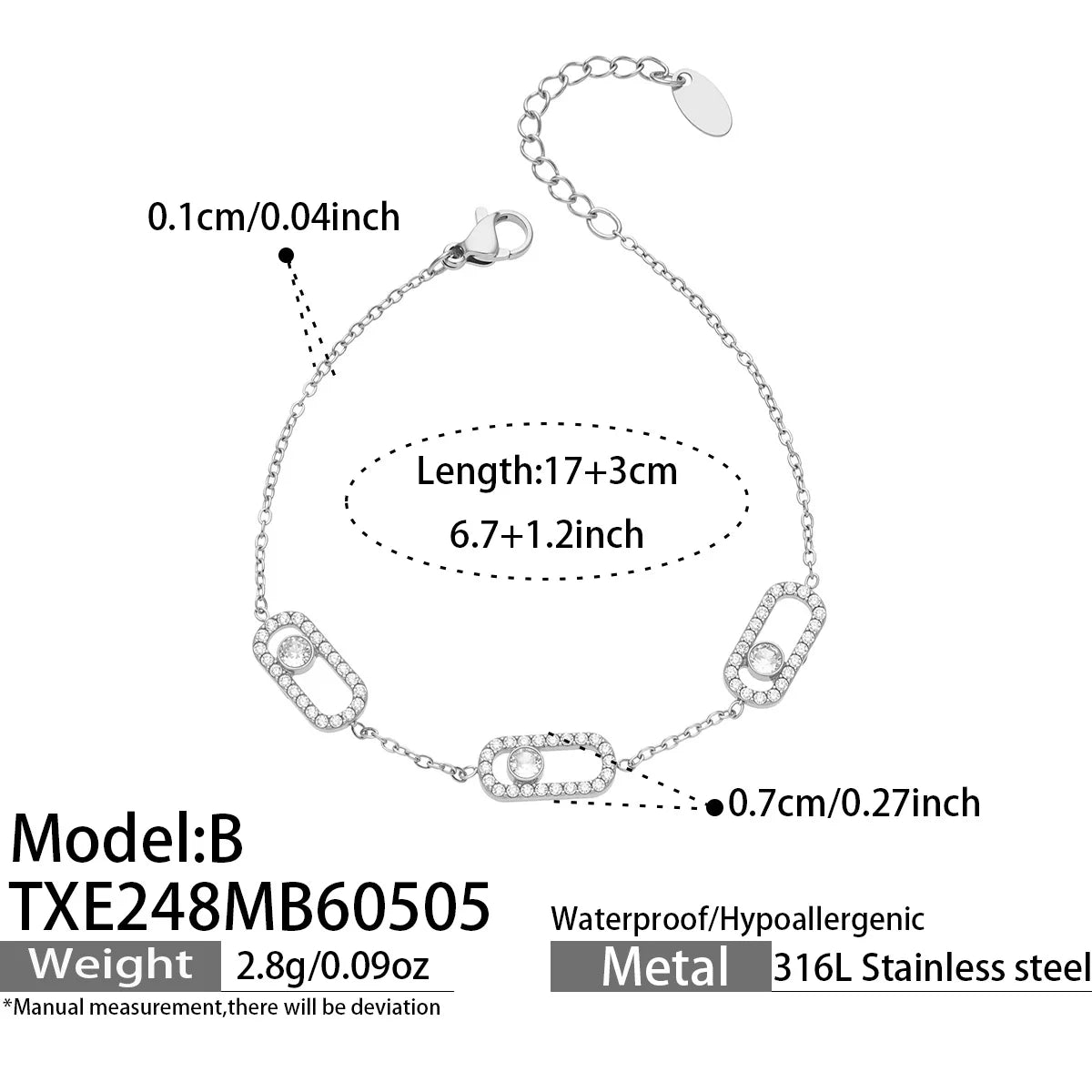 Shiny Zircon Pendant Necklaces Bracelets Rings 18k Gold Plated Stainless Stee Chain Necklace Bracelet Ring Jewelry Set for Women