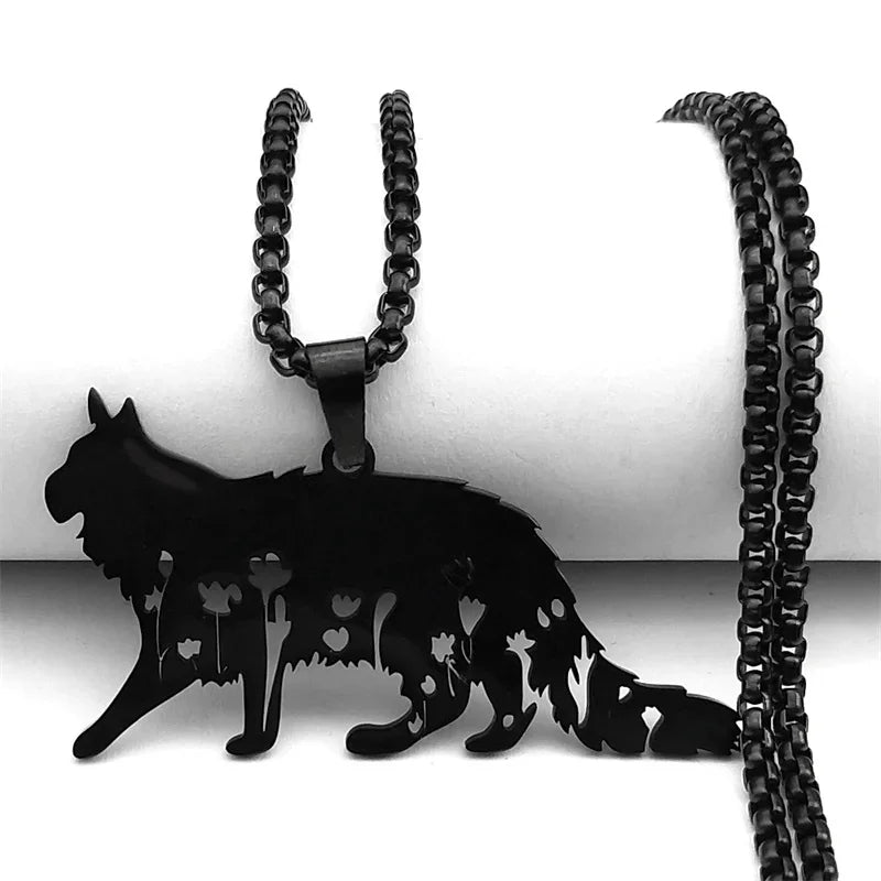 Cute Cat Ragdoll Kitty Pendant Necklace for Women Men Stainless Steel Silver Color Chain Pet Lover Gift Jewelry colar N3213S01