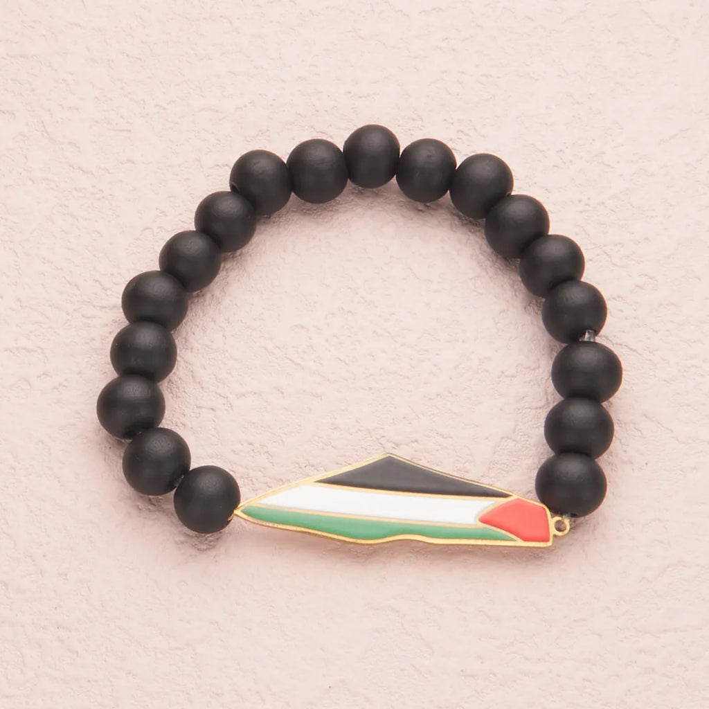 HNSP Palestine Beaded Bracelet For Men Hand Chain Stainless Steel Palestine Map Flag Pendant Jewelry Accessories Series