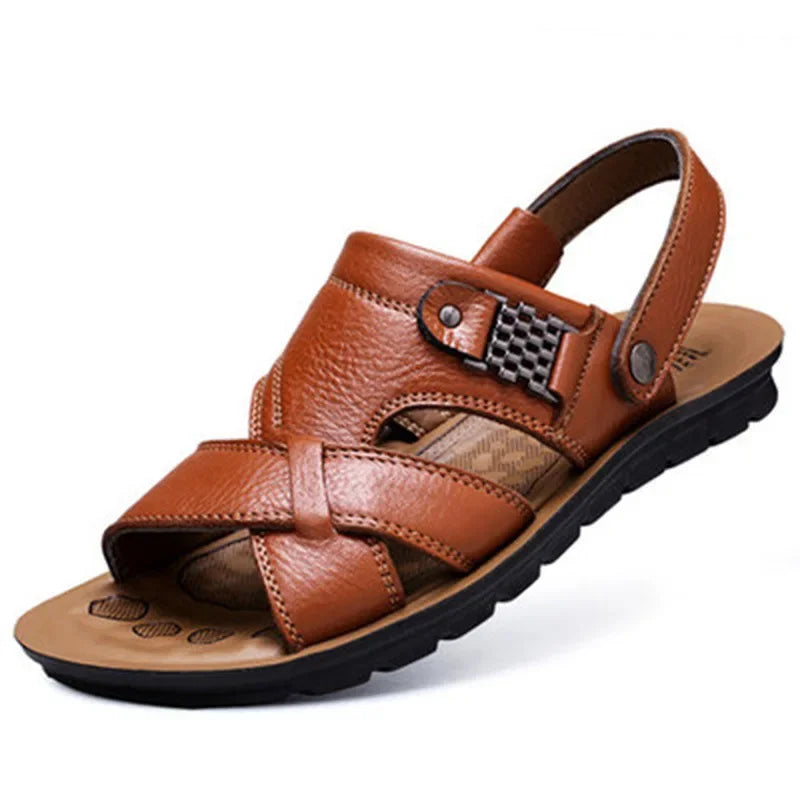 Men Leather Sandals 2026 New Summer Classic Men Shoes Slippers Soft Sandals Men Roman Comfortable Walking Footwear Big Size 48