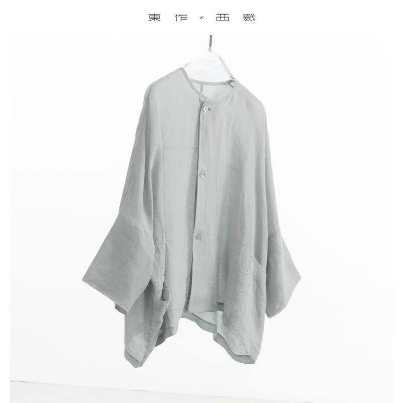 Chinese Style~ Linen Shirt, Loose Plus-Size Women's Clothing, Casual Top, Sun Protection Cover-Up, New Spring and Summer Styles