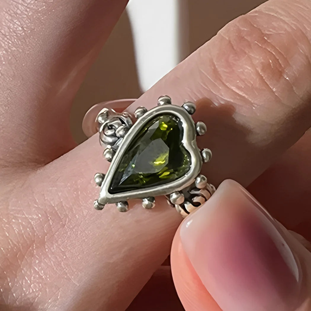 VENTFILLE 925 Sterling Silve Green Crystal Geometry Ring Square Retro Sweet Jewelry Birthday Gift Dropshipping