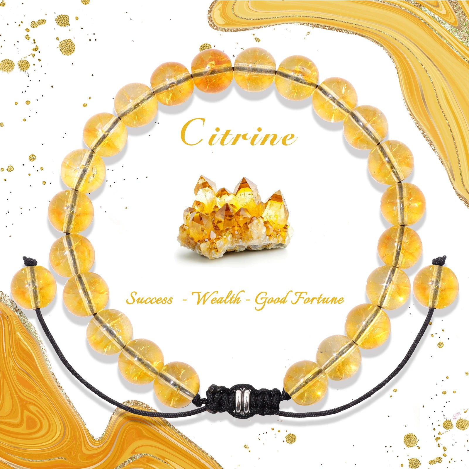 4/6/8mm Natural Black Tourmaline Stone Beads Bracelet Healing Energy Bracelets Adjustable Rope Braided Bracelet with Card Gifts