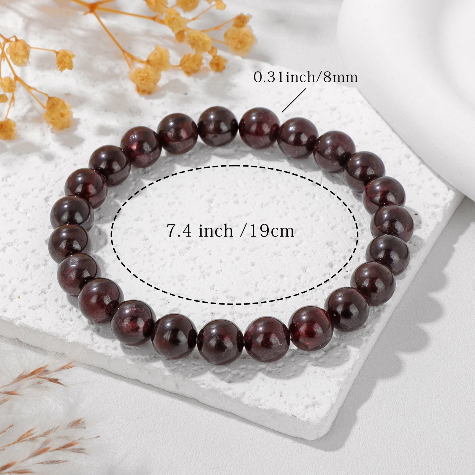 Natural Garnet Stone Bracelet 4 6 8mm Round Beaded Bracelets Healing Reiki Spiritual Gems Bracelet with Card for Women Men
