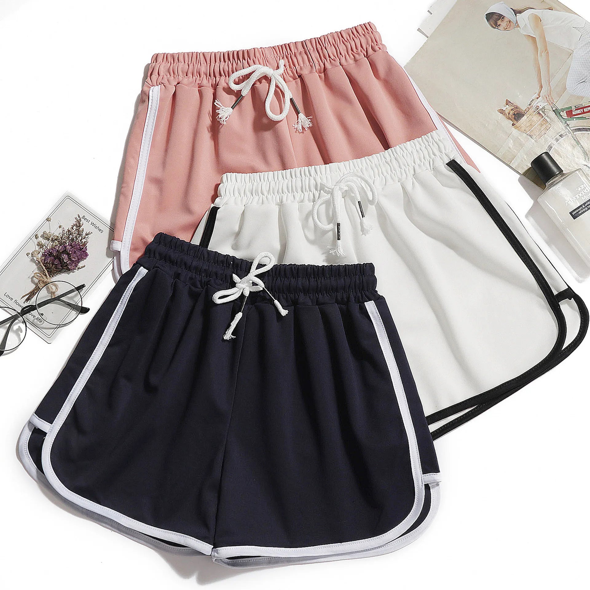 1pcs Summer Women Casual Solid Shorts Girl Gym Workout Shorts Pants Ladies Mid Waisted Yoga Short Student  Loose Shorts S-3XL