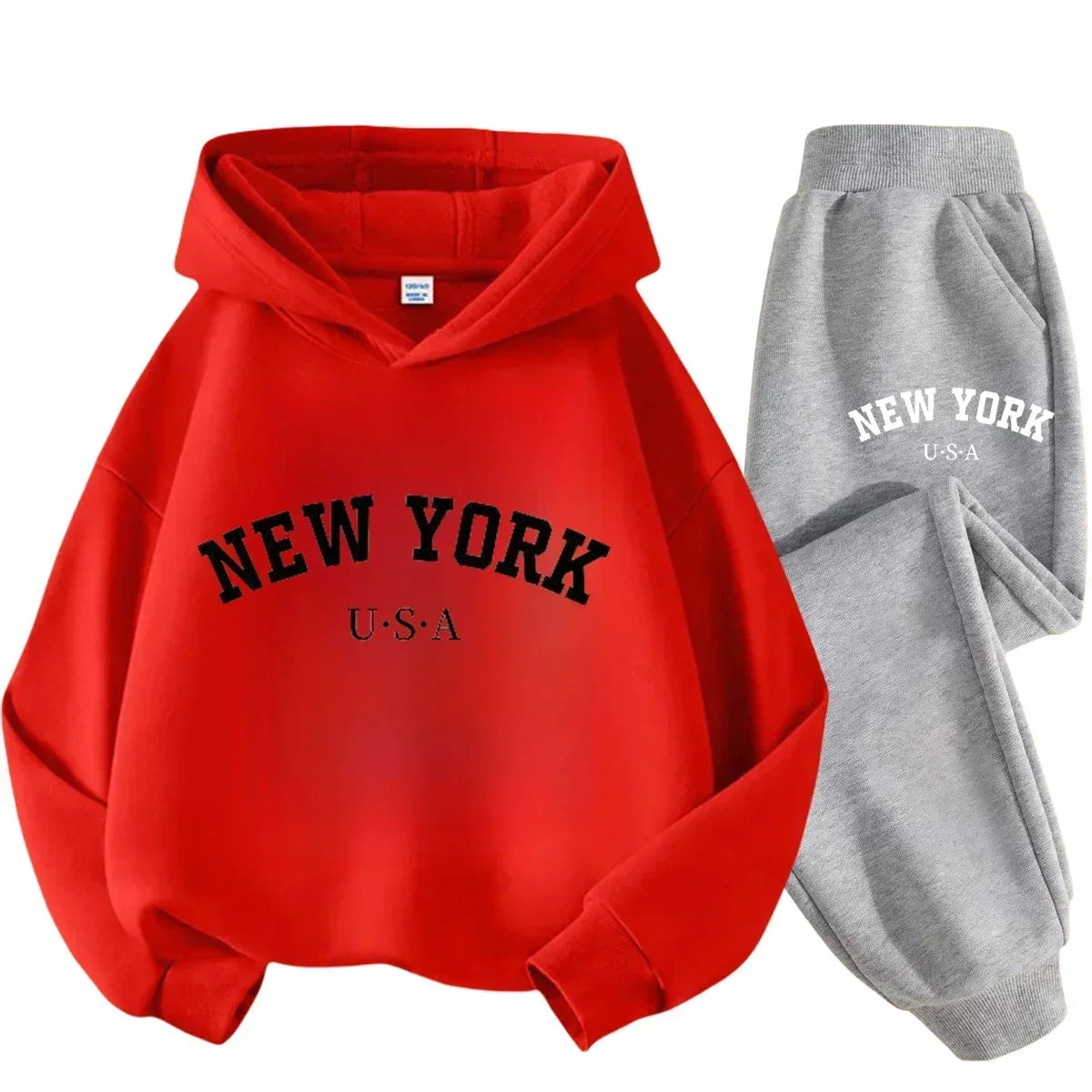Kids Fashion Simple USA New York Alphabet Print Casual Suit Boys Outdoor Sports Suit Girls Fall and Winter Comfortable Warm Suit