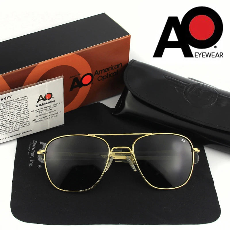 Pilot AO Polarized Sunglasses Men Top Quality Sun Glasses For Male American Army Military Lens Oculos