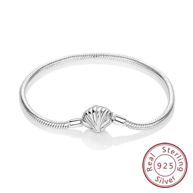 Bracelet 17-20CM Love Heart Original 925 Sterling Silver Charm Bracelet Pave Zirconia Bracelet for Women DIY Charm Jewelry Gifts
