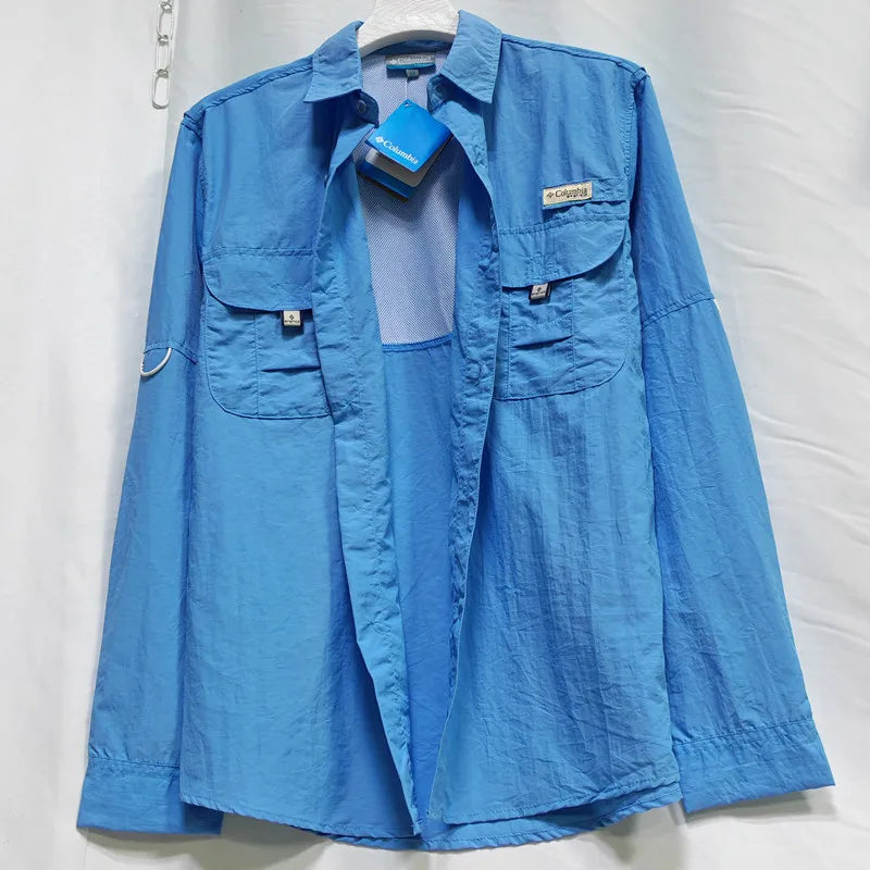 Middle aged and young men business casual Summer sun protection Shirt men Men's collar workwear shirt, workwear, pocket casual