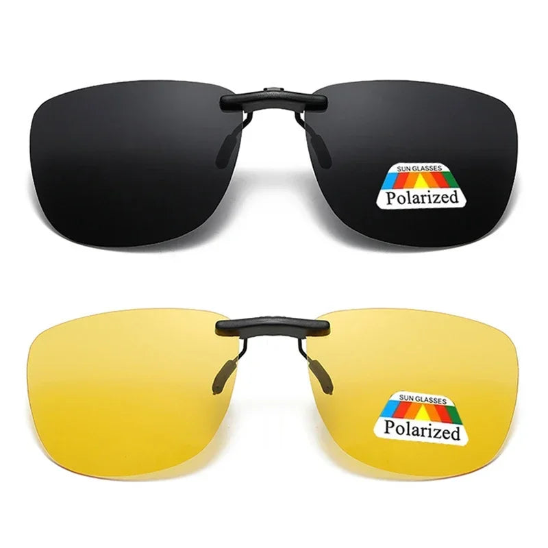 Night Vision Driving Men Goggles Clips UV400 Anti Glare Vintage Glasses Polarized Fishing Square Clip on Sunglasses Men Women