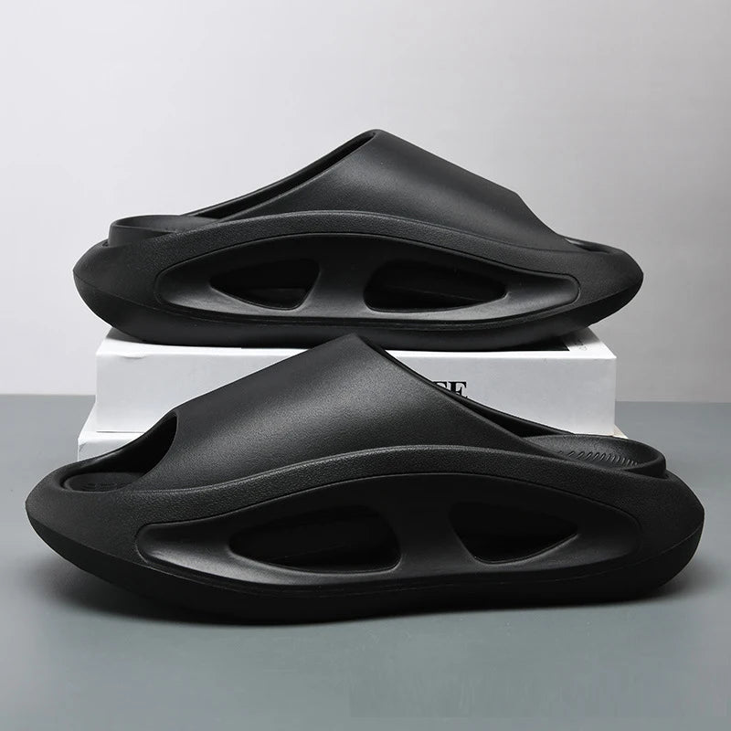 Comwarm New Summer Platform Slippers For Men Non-Slips Open Toe Flip Flops Men Fashion Beach Sandals Bathroom Slippers Outdoor