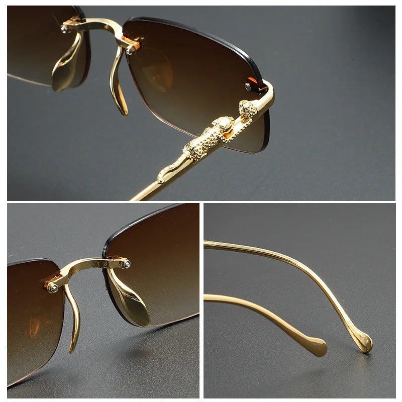 Perfect Fashion Leopard Decor Unframed Men's and Women's Sports Glasses Suitable for Holiday Parties