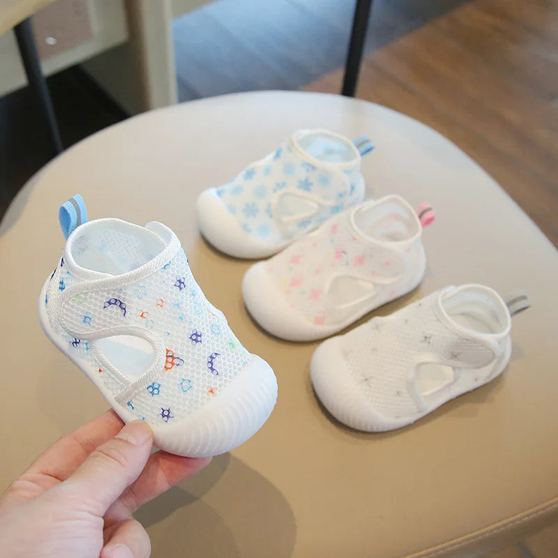 Summer Mesh Baby Walking Shoes 0-3 Years Cartoon Pattern Non-Slip Wear Resistant Anti Kick Crash Proof For Toddler Boys Girls