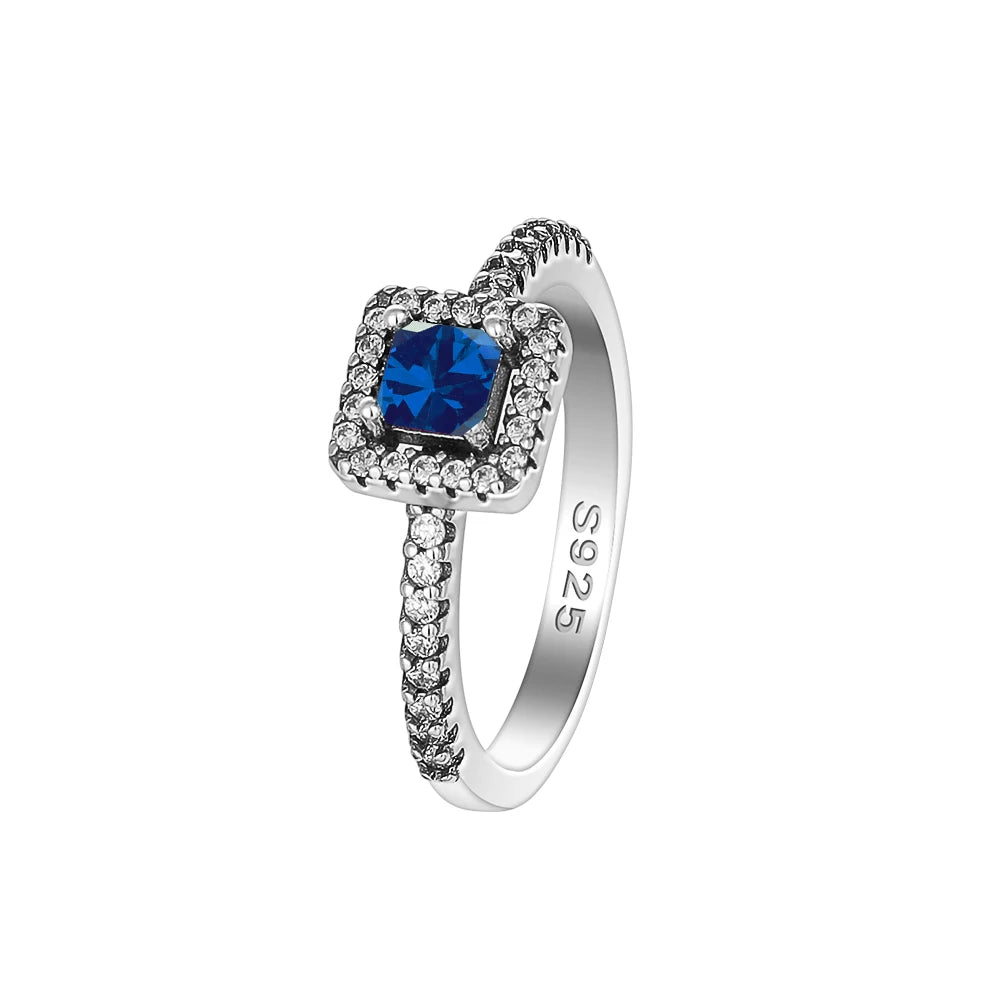 Hot Selling 925 Silver,Square,Bow,Flower,Playing Card Ring,Size 6 7 8 9,Suitable for European Women's Charm Luxury Jewelry Gifts