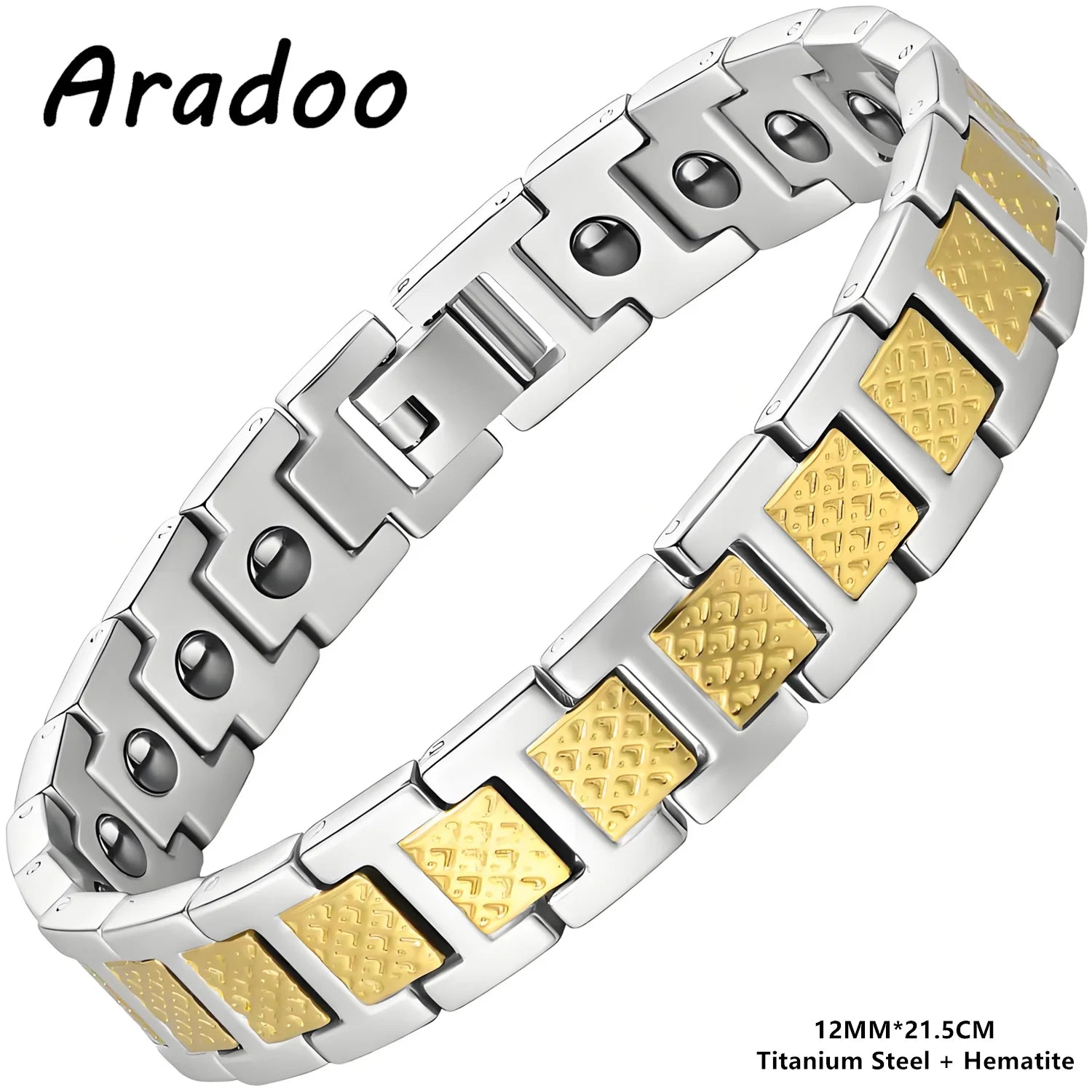 ARADOO Titanium Steel Men's Bracelet Crocodile-Pattern Link Chain Premium Business Jewelry Gift