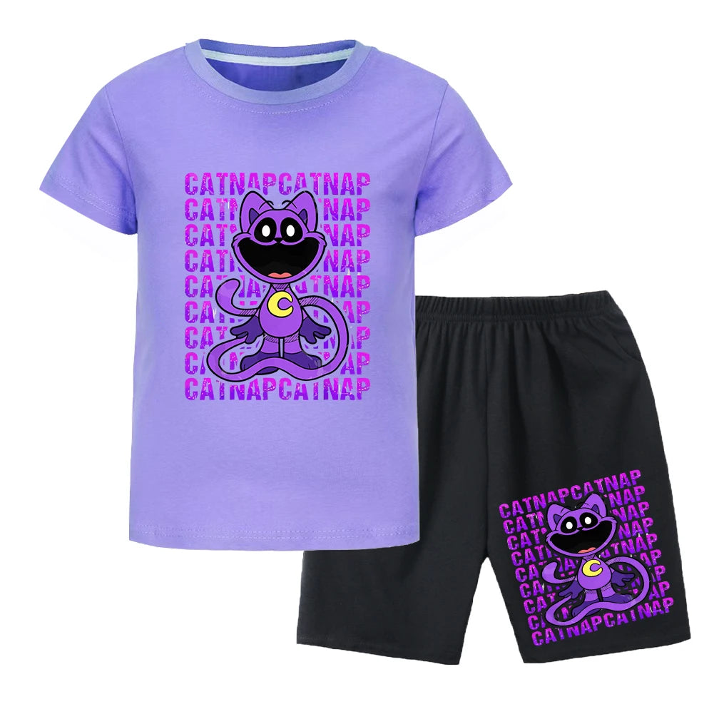 Smilings Critters Cat Outdoor Clothing Children Top Tracksuit for Girls Boutique Clothes for Trips Striped Children's Fashion