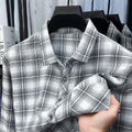 Mens Plaid Pattern Long Sleeve Button Down Shirts Classic Casual Tops Soft Comfortable Breathable Shirts