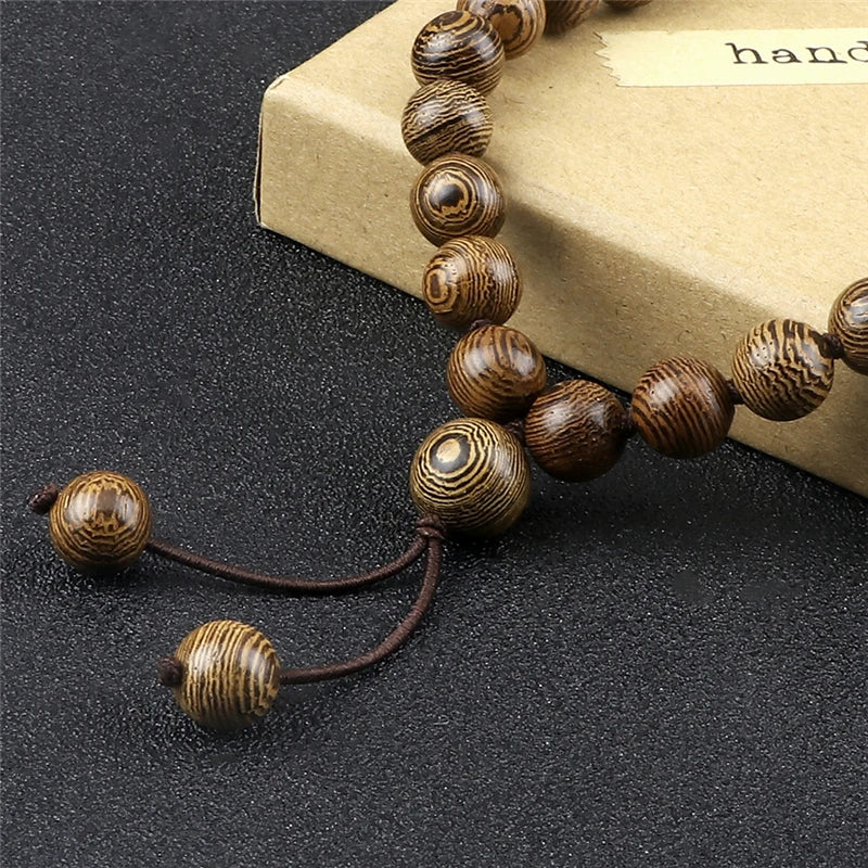 10mm Wooden Bead Bracelets 108 Beads Sandalwood Buddhist Bangles Prayer Rosary Mala Necklaces Charm Jewelry Gifts for Men Women