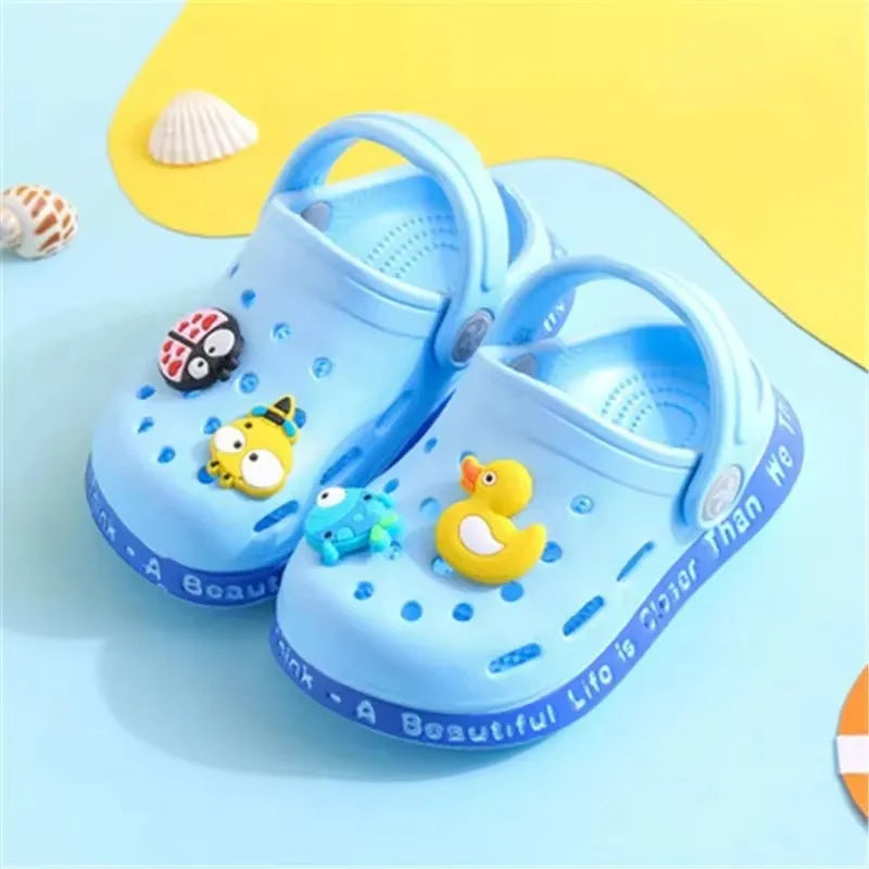 Kids Summer Cartoon Cave Hole Sandals Cute EVA Beach Sandals Non-Slip Soft Soled Quick Drying Boy Girl Shoe