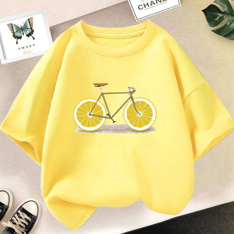 Lovely Avocado T Shirts for Girls Tops Summer Loose Cartoon Aesthetic Casual T Shirt Vintage Lemon Fruit Tshirt