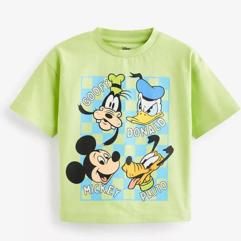 Mickey And Donald Duck Printing Base Shirt Babies Boys Cartoon Round Neck T-shirt Loose New Trendy Pullovers Unisex Summer Wear