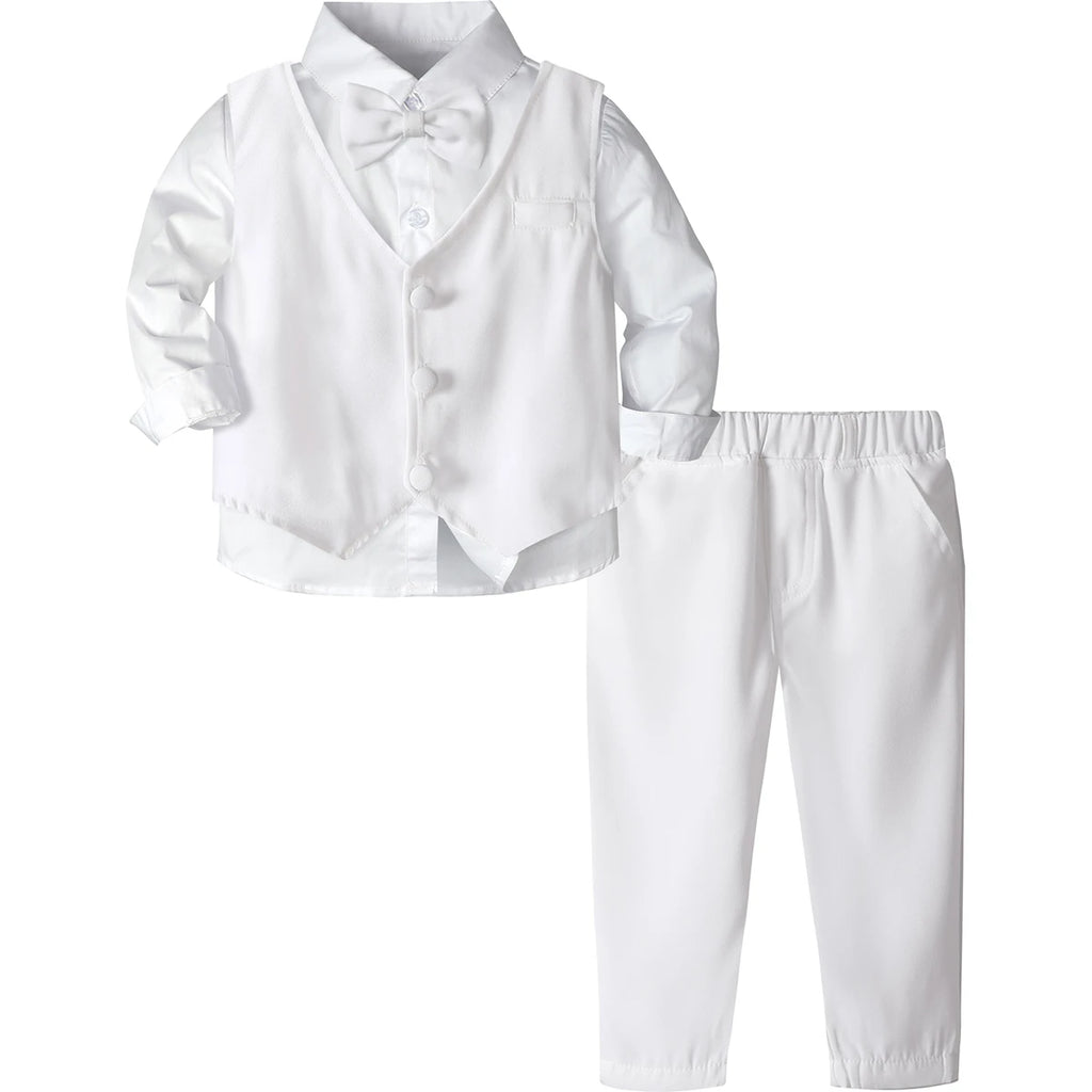 Christening Outfit for a Boy Baptism Formal Suit Toddler Gentleman Party Clothing Set Infant Wedding Birthday Gift Clothes 4PCS