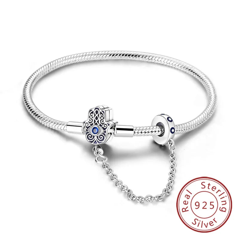Bracelet 17-20CM Love Heart Original 925 Sterling Silver Charm Bracelet Pave Zirconia Bracelet for Women DIY Charm Jewelry Gifts