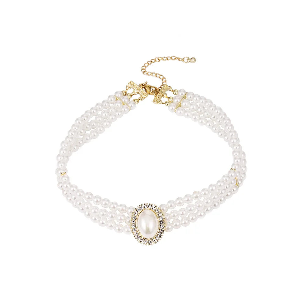 Pearl Bridal Necklace and Earrings two-piece modern women's accessories 2025 luxury designer jewelry Retro Sparkling