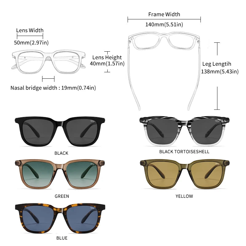 GCV Brand Original Fashion Acetate Polarized Sunglasses Cat Eye Square Frame Fishing Glasses Driving Outdoor Hiking UV400