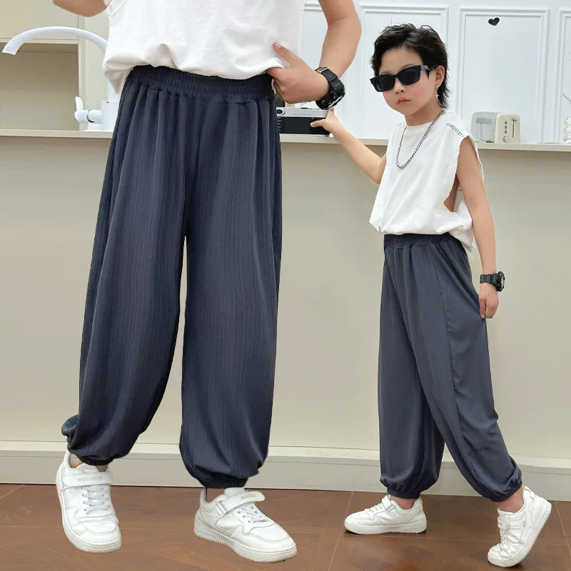 1pc Kid Mosquito Proof Pant Boy Girl Casual Loose Thin Trouser Ice Silk Spring Summer Baby Versatile Breathable Candy Color Pant