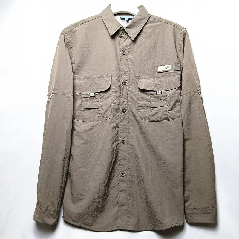 Middle aged and young men business casual Summer sun protection Shirt men Men's collar workwear shirt, workwear, pocket casual