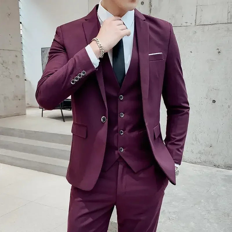 Suits Men's Fashionable Banquet Tailored Solid-color Dance Singer Trend Host Casual Wedding Banquet Dress Male Star Performance